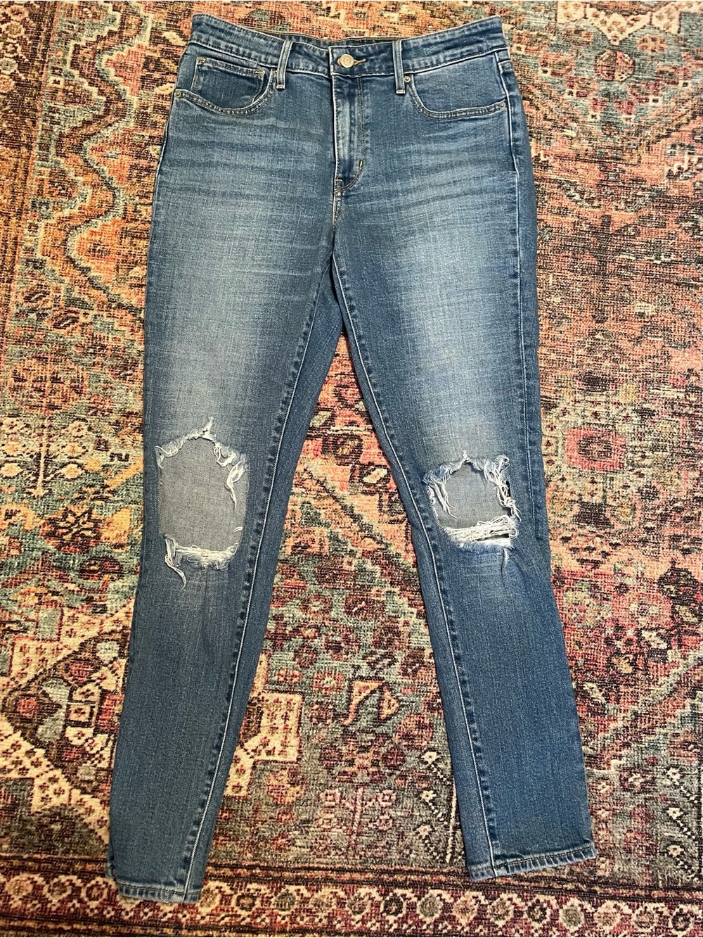 Levi's High-Rise Distressed Blue Skinny Jeans